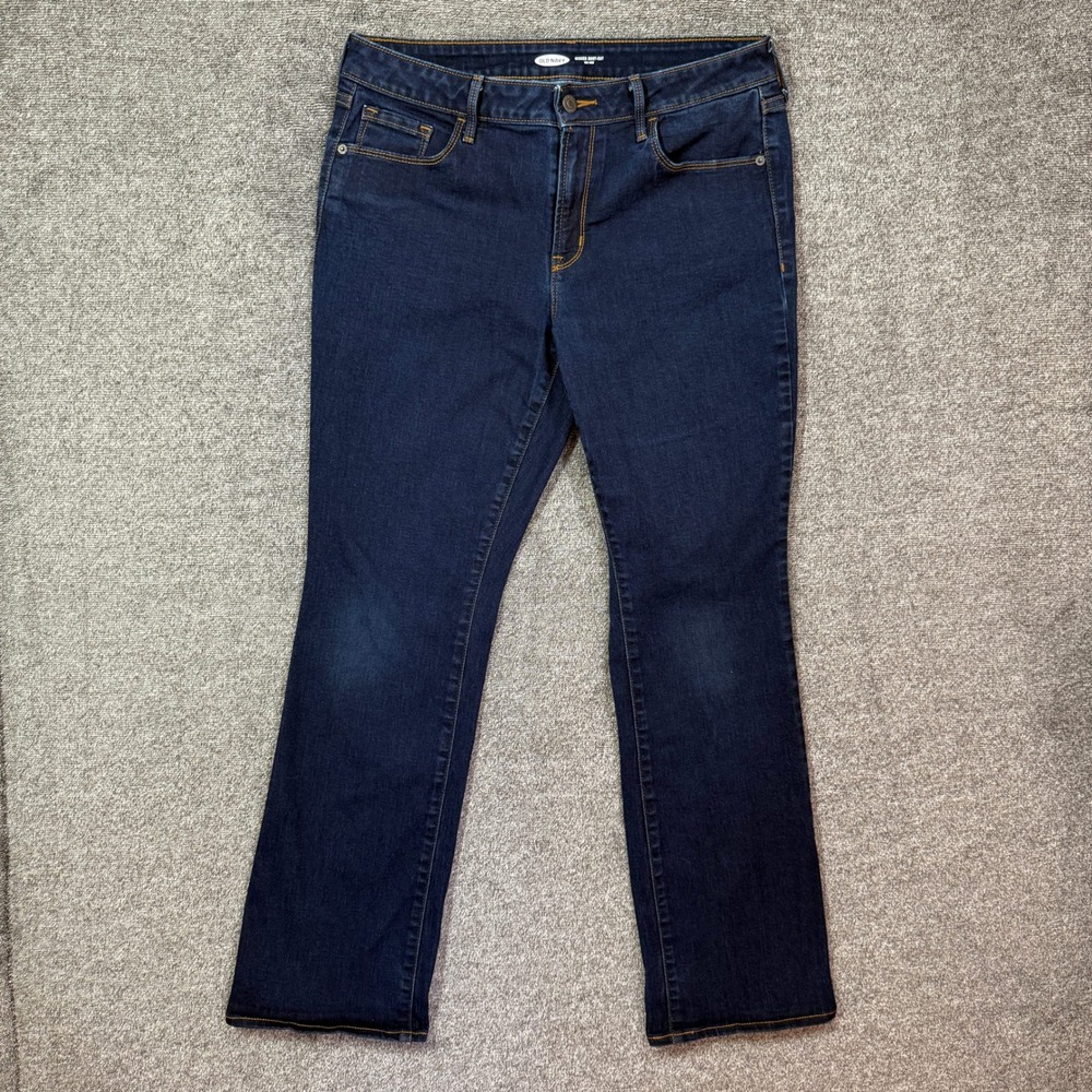 Old Navy Kicker Boot-Cut Jeans Womens 12 Dark Wash Mid-Rise Denim Blue